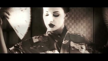 A cinematic shots of a geisha taking in her partner in elegant cowgirl