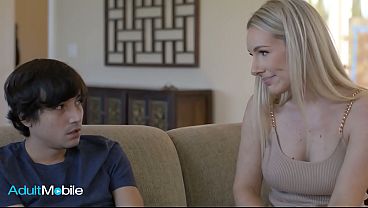 ADULTMOBILE – Blonde MILF Helps Her Stepson Feel Better By Letting Him Fuck Her Tight Pussy