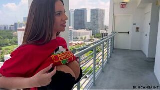 Big tit MILF invited me in for the soccer game