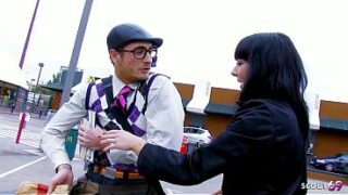 Black hair Cougar Wife Pick Up Nerd Boy on Street when her husband is away for Cheating Anal Sex