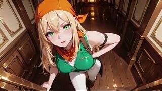 Blonde Pirate Captain! Green uniform & rough ropes on a sunny deck. Languid poses, long legs exposed, and that teasing gaze… who can handle this forbidden mix of discipline and wildness?
