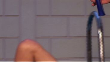 Blonde sexy chick got banged by the pool