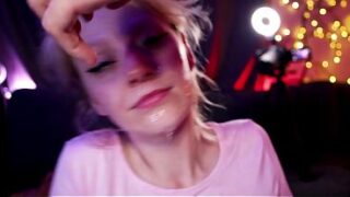Blonde Step Daughter is a gagging whore; THICK Facial