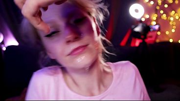 Blonde Step Daughter is a gagging whore; THICK Facial
