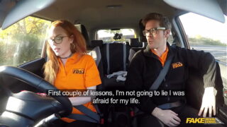 Elle Hughes and her pretty petite UK body penetrated by big cock in a car – Fake Driving School