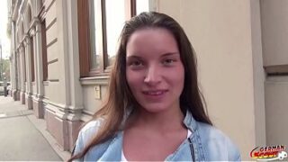 GERMAN SCOUT – Tiny blonde Teen Anita B with Fit Body Pick Up for no condom Casting Anal Fuck