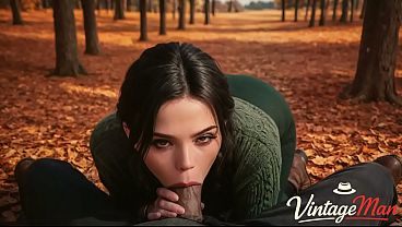 I love autumn and sucking grandpa’s cock in the bushes [AI]