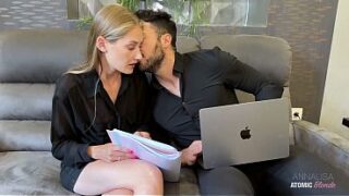 I Spy My Boyfriend Fucking His Slutty Colleague and I Join and Lick His Cum from Her Pussy