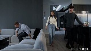 Jewel Diamant is exposed by her bf stepdad and makes it quite clear what she needs to do to keep it a secret.The brunette is facefucked and rides cock