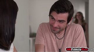 Petite teen and horny stepmom sucking dick and horny babes got fucked hard