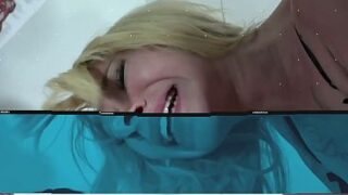 Two Girls Tag Team His Cock in the Garage… Deepthroat and Doggy
