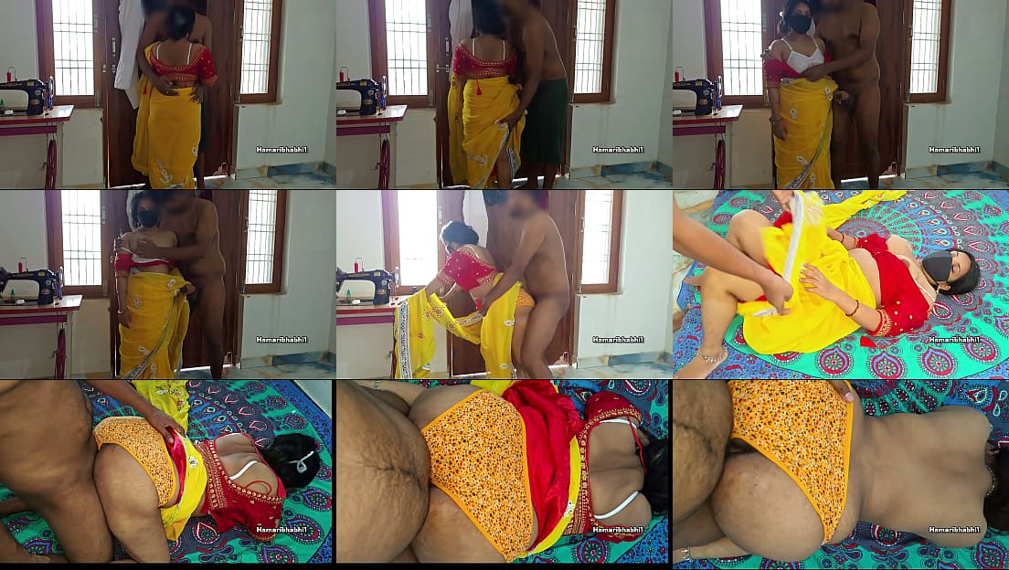 Chubby Indian bhabhi in a yellow saree takes a thick dick in her clean juicy pussy.