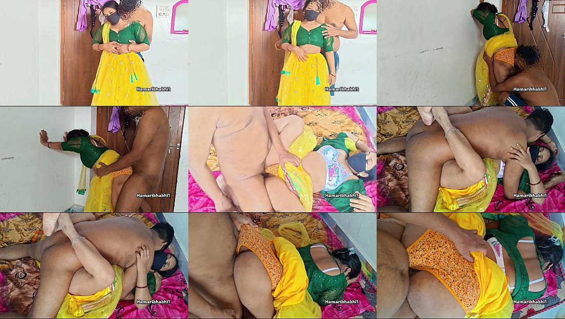 Husband fucks his Indian Desi chubby MILF wife in a yellow lehenga in missionary and POV doggystyle with his thick Indian dick in her wet pussy
